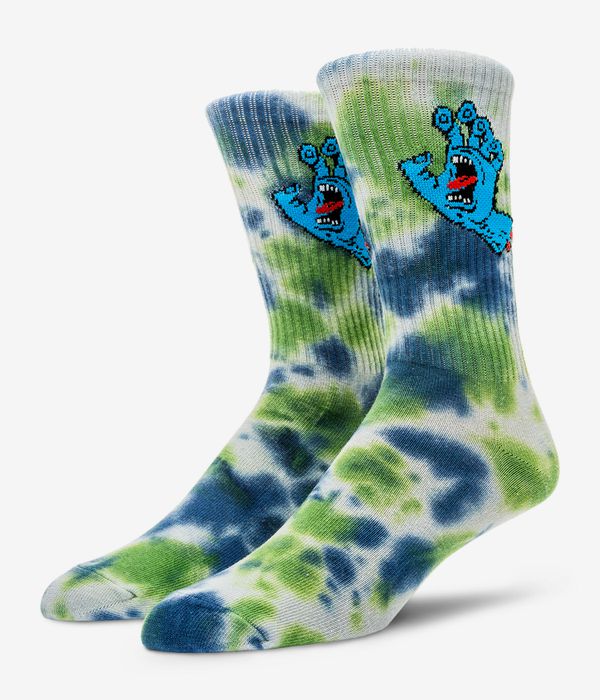 Santa Cruz Screaming Hand Tie Dye Socks US 9-12 (light grey apple blue)