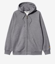 Carhartt WIP Chase Zip-Sweatshirt avec capuchon (dark grey heather gold)