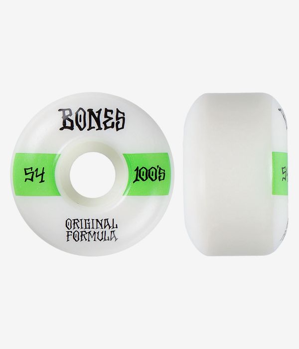 Bones 100's-OG #19 V4 Rouedas (white green) 54mm 100A Pack de 4