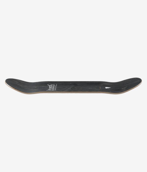 Creature Baekkel Troll 2 Pro 8,6"-Skateboard-Deck – Profilansicht in voller Länge, die die Konkavität sowie die nach oben gebogene Nose und das Tail zeigt; komplett schwarze Deckoberfläche mit freiliegenden Kanten aus Naturholz. Sauberes Studiobild; weißer Hintergrund.