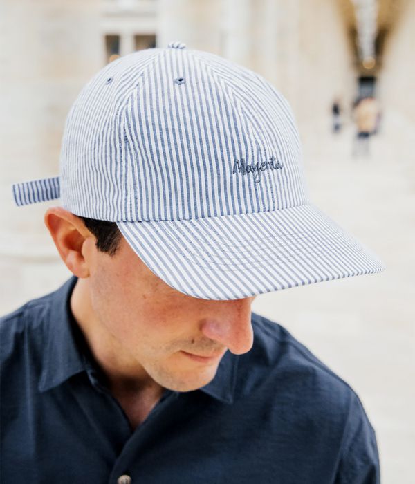 Magenta Seersucker Cap (striped)