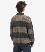 RVCA Chefs Kiss Cardigan (camel charcoal heather stripe)