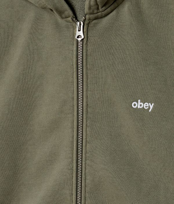 Obey Lowercase Pigment Felpa Hoodie con zip (pigment deep lichen green)