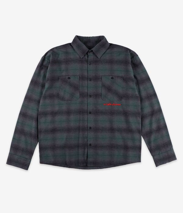 skatedeluxe Script Flanell Organic Shirt (dark green check)