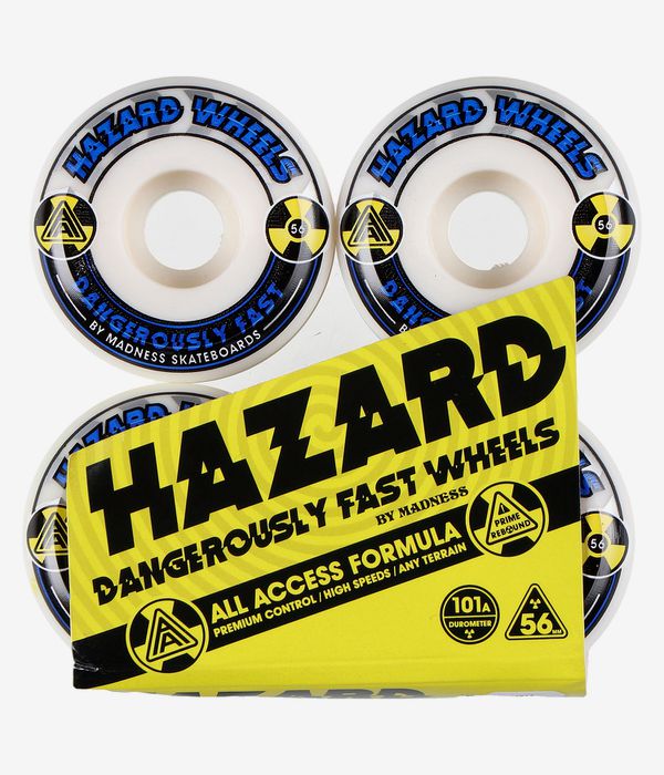 Madness Hazard Alarm Conical Wheels (white blue) 56mm 101A 4 Pack