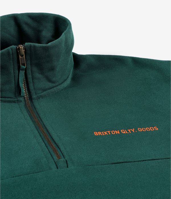 Brixton Embroidered Heavy Weight Half-Zip Sweatshirt (deep emerald)