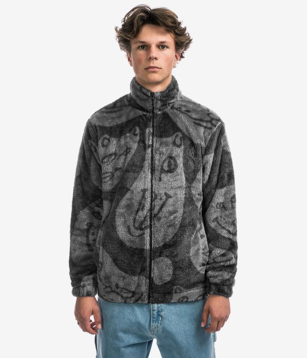 Shop RIPNDIP Many Faces Sherpa Jacket (charcoal) online skatedeluxe