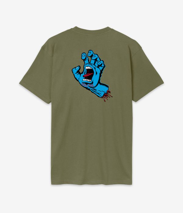 Santa Cruz Screaming Hand Chest T-Shirt (deep olive)