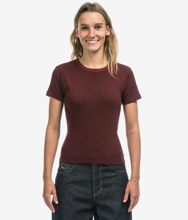 Iriedaily 2 Tone Rib T-Shirt women (black red)