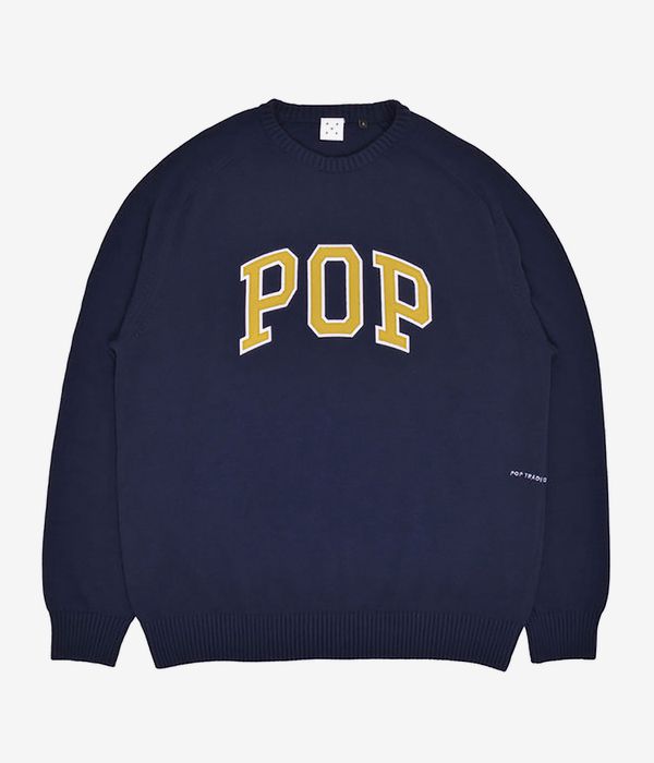 Pop Trading Company Arch Knitted Crewneck Sweater (navy cress green)