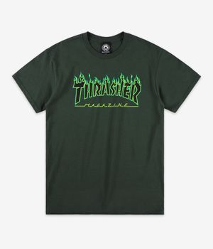 Thrasher Flame Camiseta (forest green black)