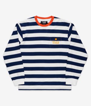 Tired Skateboards Squiggly Logo Striped Pocket Maglia a maniche lunghe (red navy)