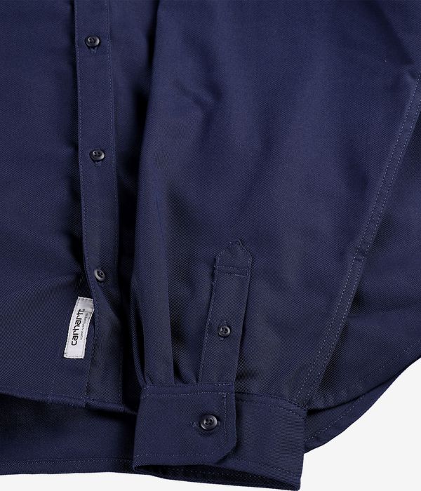 Carhartt WIP Module Script Arlington Hemd (air force blue white rigid)