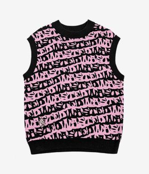 Wasted Paris Allover Method Sweat Vest (black sour pink)
