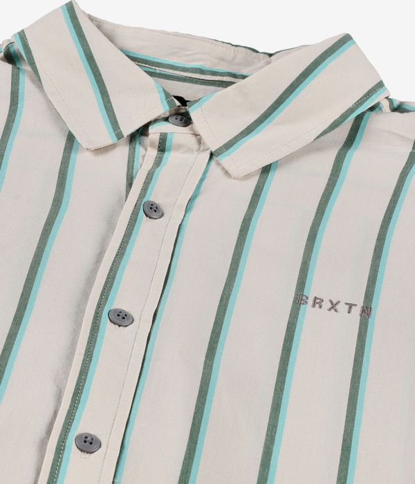 Brixton Cru Stripe Shirt (beige pine needle aquatic green)
