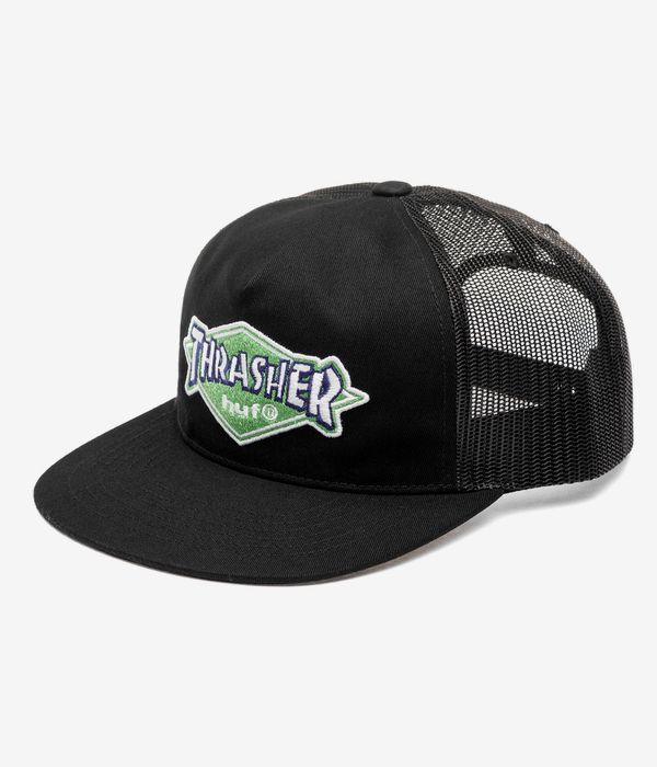 HUF x Thrasher Logo Twill Trucker Casquette (black)