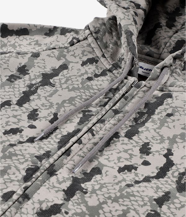 Butter Goods Lowland Camo Zip-Sweatshirt avec capuchon (washed black)
