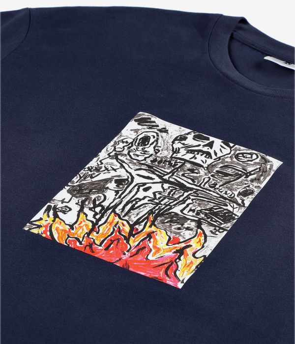 Poetic Collective Burning Skull T-Shirt (navy)