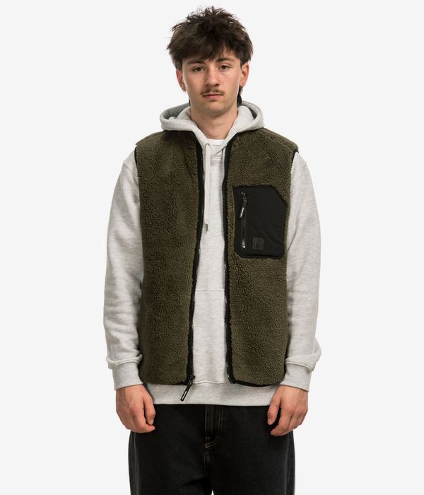 Shop Volcom Muzzer Fuzzar Vest wintermoss online skatedeluxe