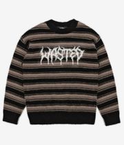 Wasted Paris Stripes Feeler Fuzzy Jersey (brown black fog white)