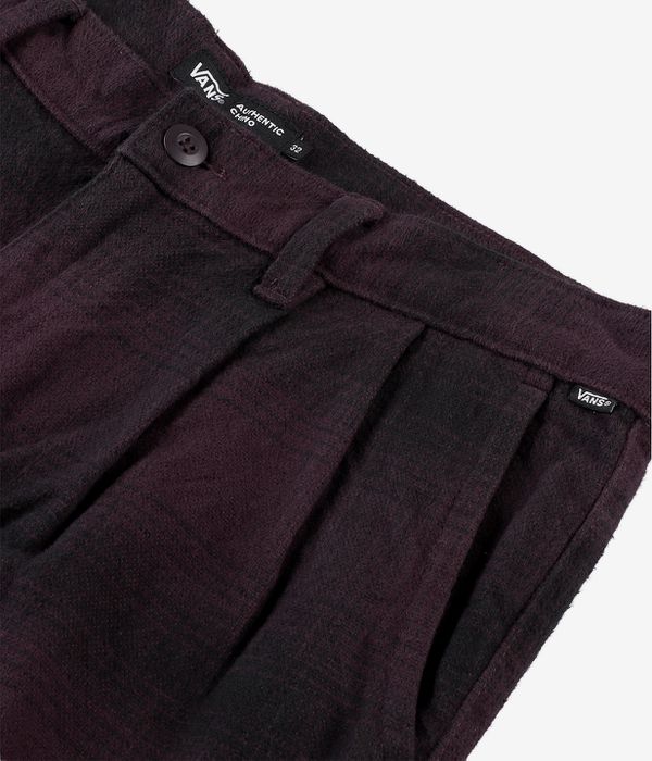 Vans Authentic Chino Loose Tapered Plaid Pantaloni (dark port black)