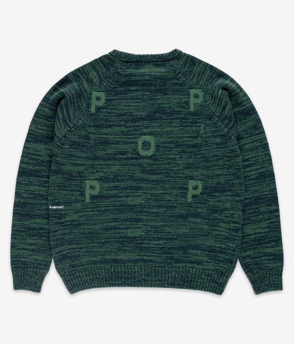 Pop Trading Company Knitted Melange Logo Sweatshirt (navy juniper)