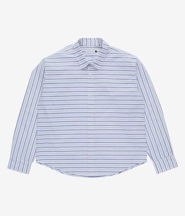 Pop Trading Company Striped Logo Camicia (white blue linen)