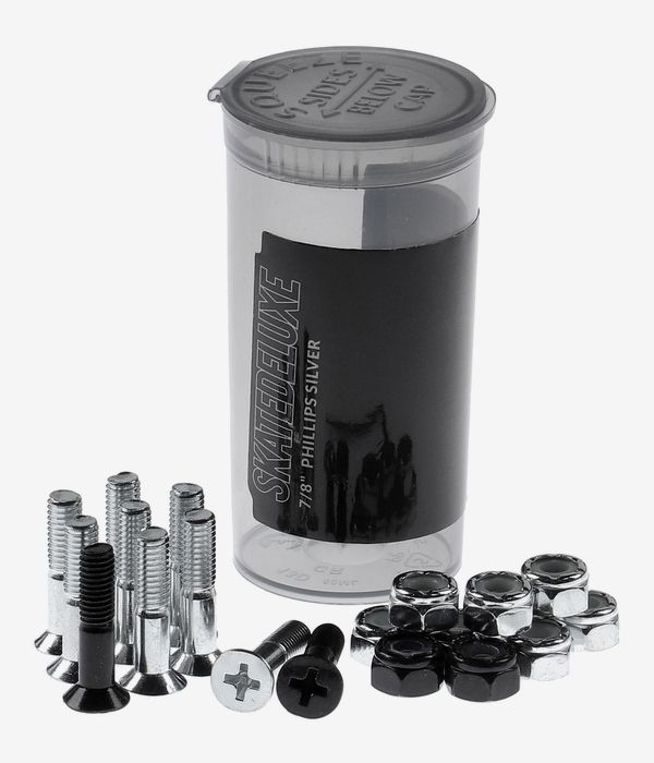 skatedeluxe Premium Bolts 7/8" Kit di montaggio (silver black) Intaglio a croce Testa svasata