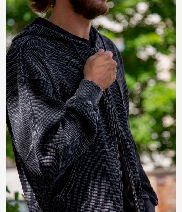 Dime Premium Waffle Felpa Hoodie con zip (faded black)