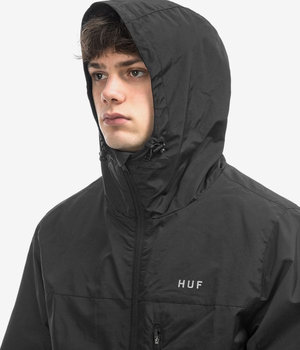 Shop HUF Essentials Zip Standard Shell Jacket (black) online ...