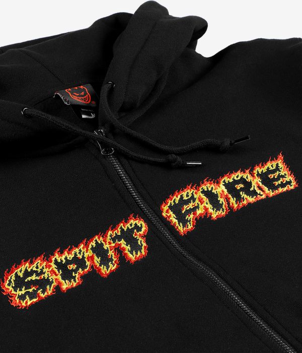Spitfire Flames Script Zip-Hoodie (black)
