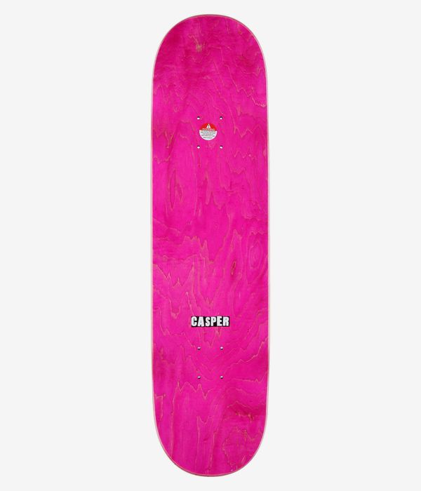 Baker Brooker Night Ross B2 8,5"-Skateboard-Deck, Ansicht von oben: massives, hellrosa gebeiztes Holz mit sichtbarer Holzmaserung und kleinem weißem „Casper“-Schriftzug in der unteren Mitte. Sauberes Studiofoto; weißer Hintergrund.