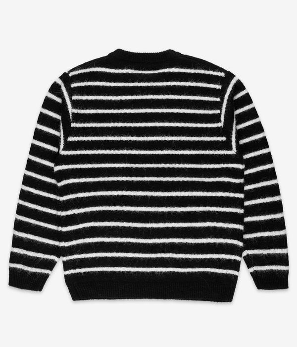 Blue Flowers Stripe Knit Sweatshirt black white