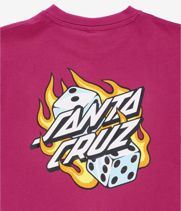 Santa Cruz Flaming Dice Dot Chest T-Shirt (burgundy)