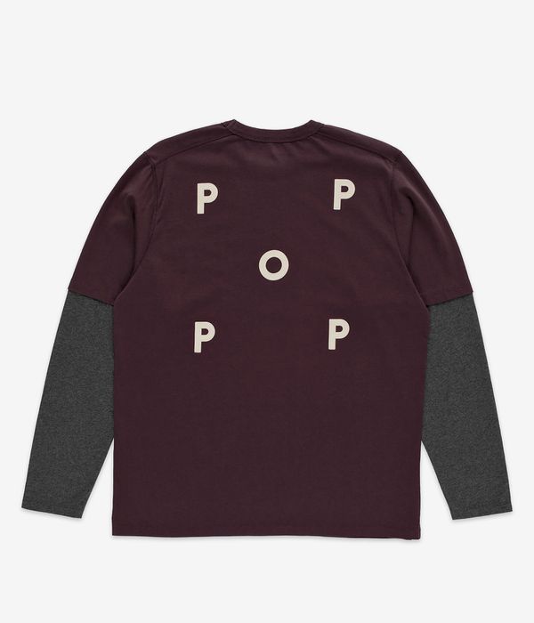 Pop Trading Company Logo Maglia a maniche lunghe (fudge charcoal heather)