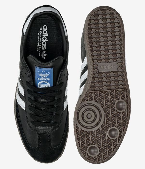 adidas Skateboarding Samba Shoes (core black white stripes gold)