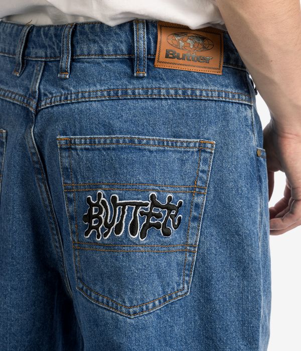 Butter Goods Ink Denim Shorts (worn blue)