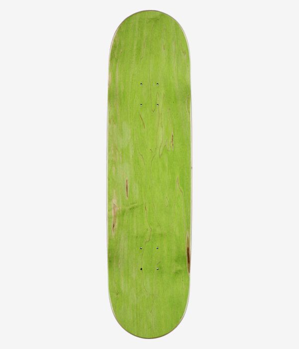 Jart Stay High The Weed Is Yours 8.5" Skateboard Deck, full top view – lime-stained wood surface with visible wood-grain texture and exposed beige/brown plywood edges; no printed graphics. Clean studio image; white background.
