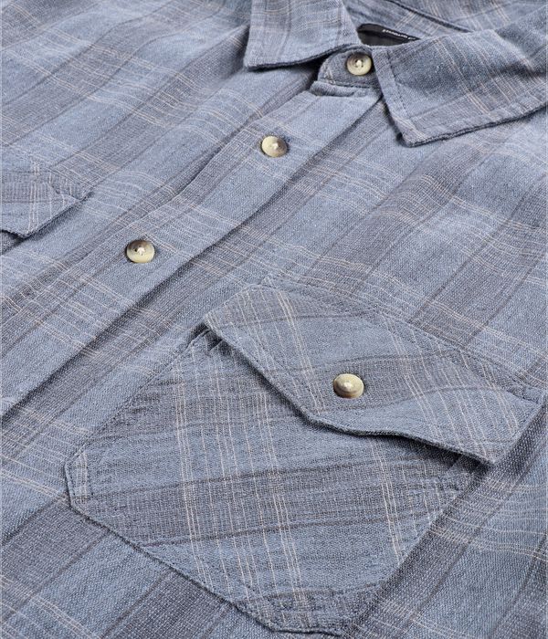 Brixton Memphis Linen Blend Shirt (flint stone blue cinder grey)