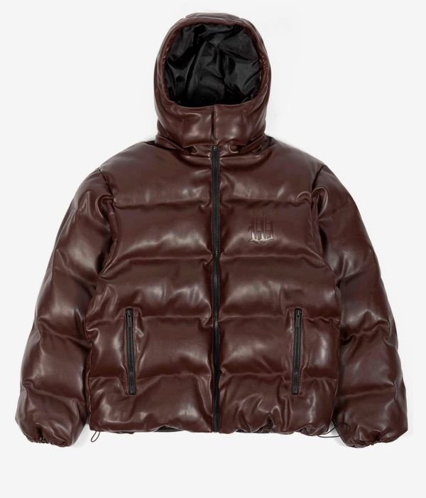Wasted Paris Puffer Hood Faux Leather Veste (ice brown)