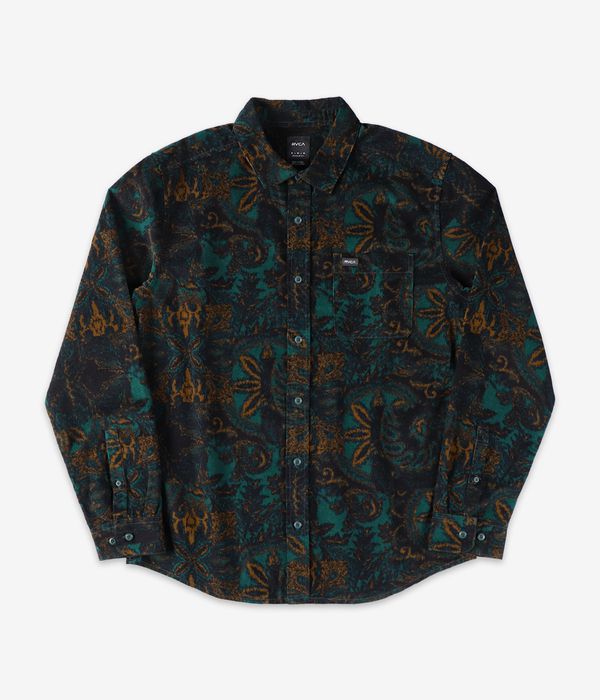 RVCA Freeman Cord Print II Shirt (hunter green paisley)