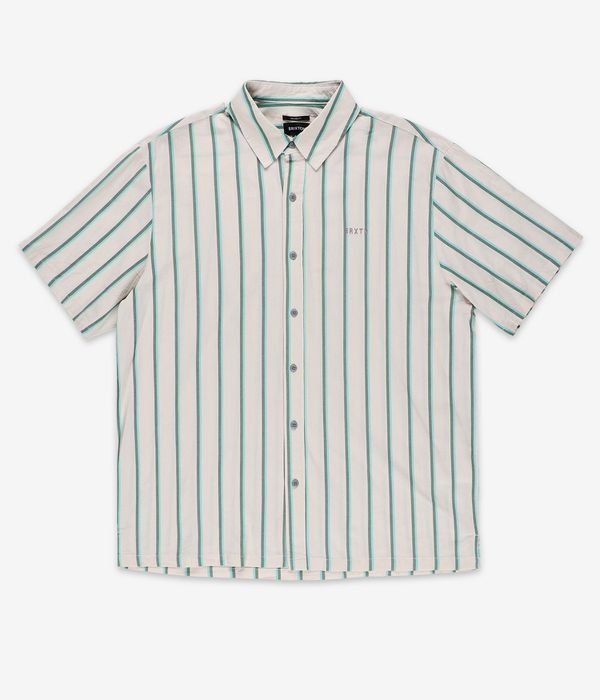Brixton Cru Stripe Shirt (beige pine needle aquatic green)