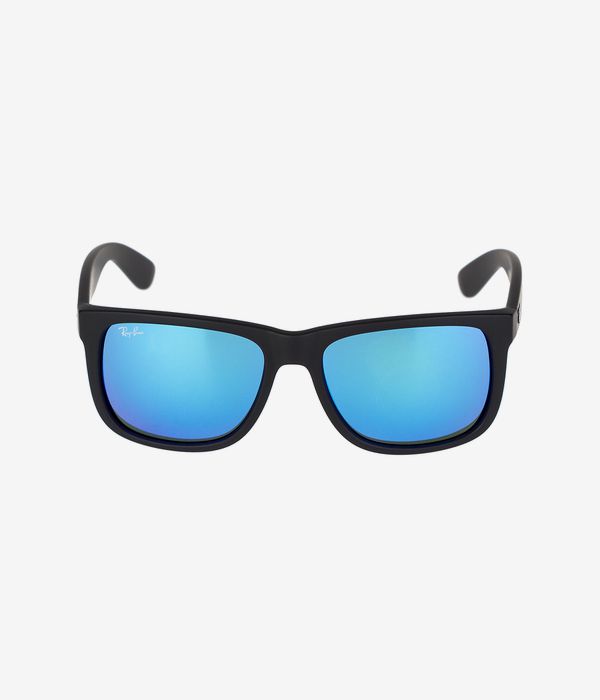 Ray-Ban Justin Sunglasses 55mm (black rubber green mirror blue)