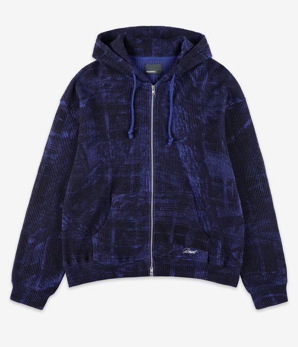 RASSVET | PACCBET Concealed Washed Waffle Thermal Zip-Sweatshirt avec capuchon (blue)