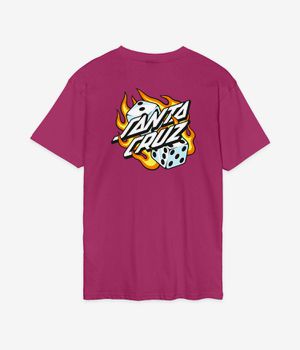 Santa Cruz Flaming Dice Dot Chest T-Shirt (burgundy)