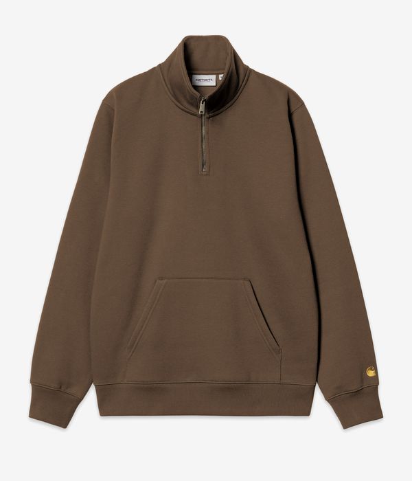 Carhartt WIP Chase Neck Zip Sweatshirt (chocoalte gold)