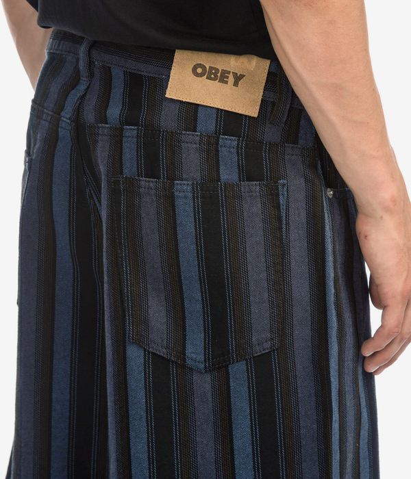 Obey Baja Stripe Baggy Denim Shorts (black multi)