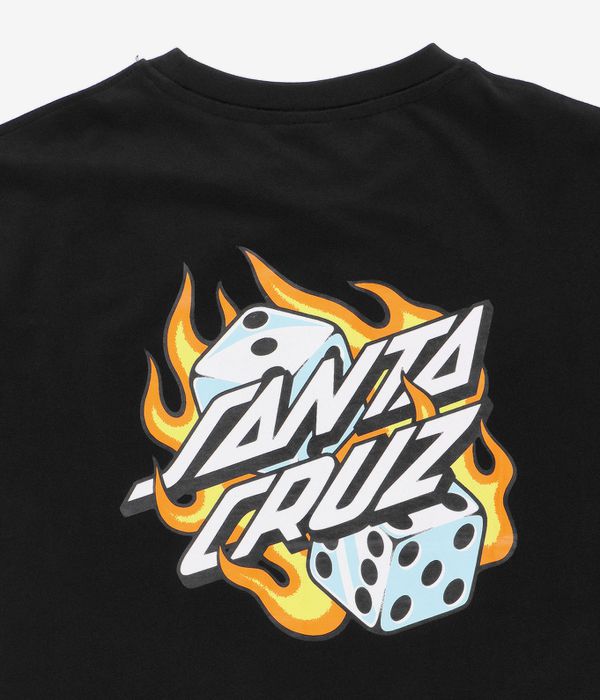 Santa Cruz Flaming Dice Dot Chest T-Shirt (black)