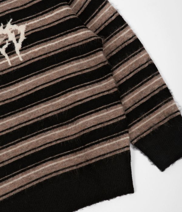 Wasted Paris Stripes Feeler Fuzzy Sweater (brown black fog white)