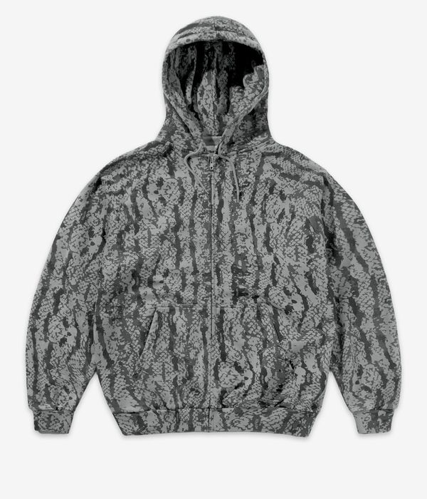 Butter Goods Lowland Camo Zip-Sweatshirt avec capuchon (washed black)